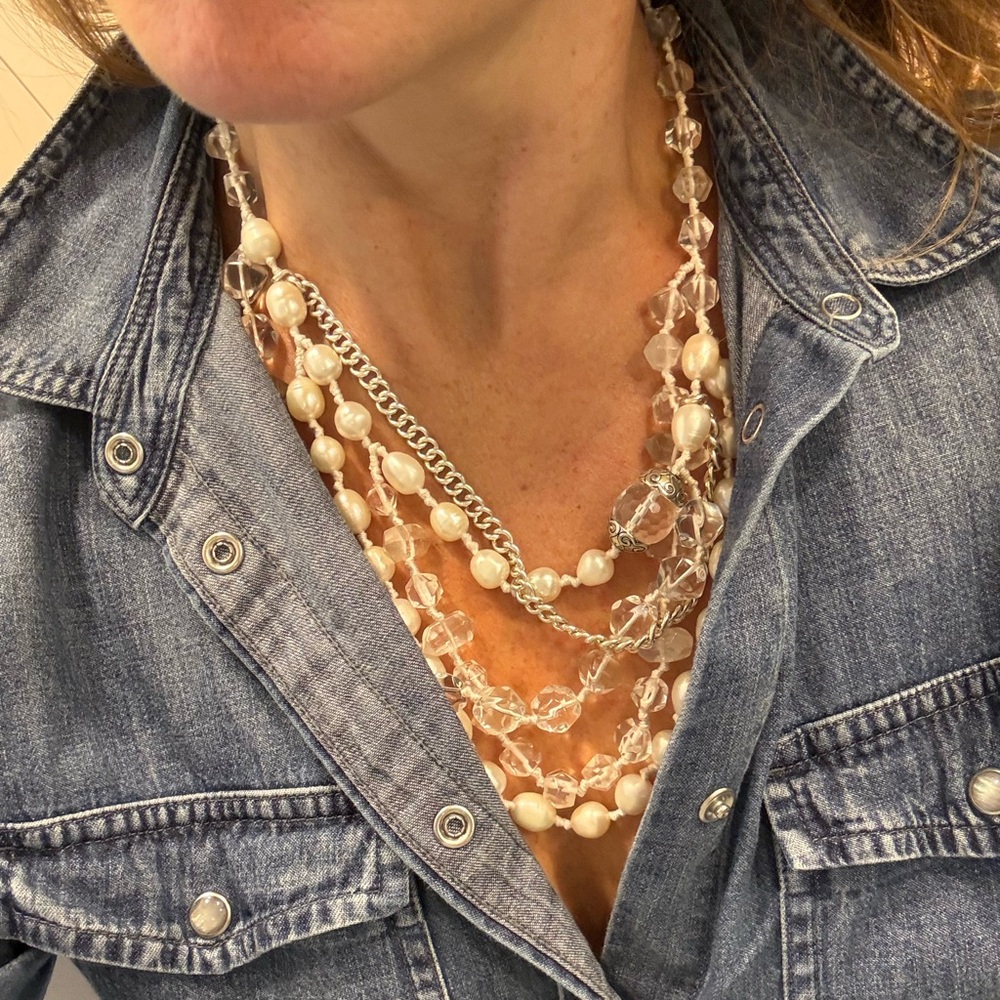 Silpada Sterling Silver, Crystal & Glass Pearl Necklace